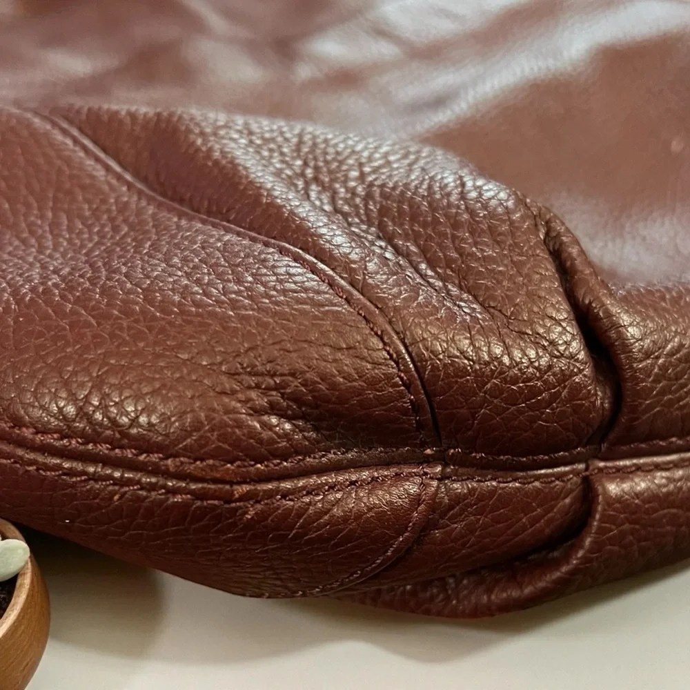Michael Kors Burgundy Leather Charm Tassel Hobo Bag